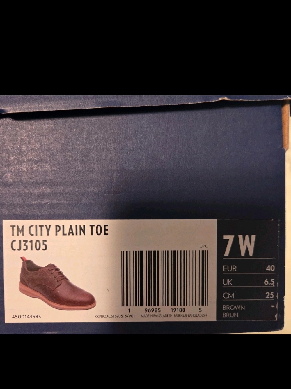 Nib Rockport Total Motion TM City Plain Toe oxfords in brown, mens size 7W